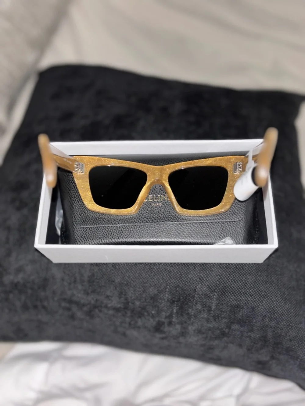 Celine Gold Glitter Cat-Eye Sunglasses